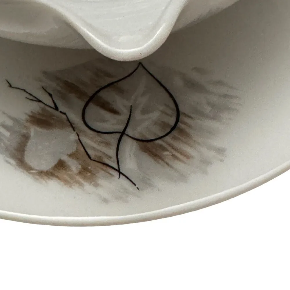 Vintage Raynaud & Co Limoges Gravy Boat with Attached Plate Pattern Windblown